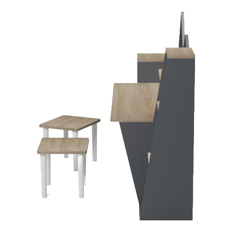 Set birou de copii cu 2 tabureti, 3 buc, Dualto, Pako, Sonoma 180x30x93.6 cm - 5