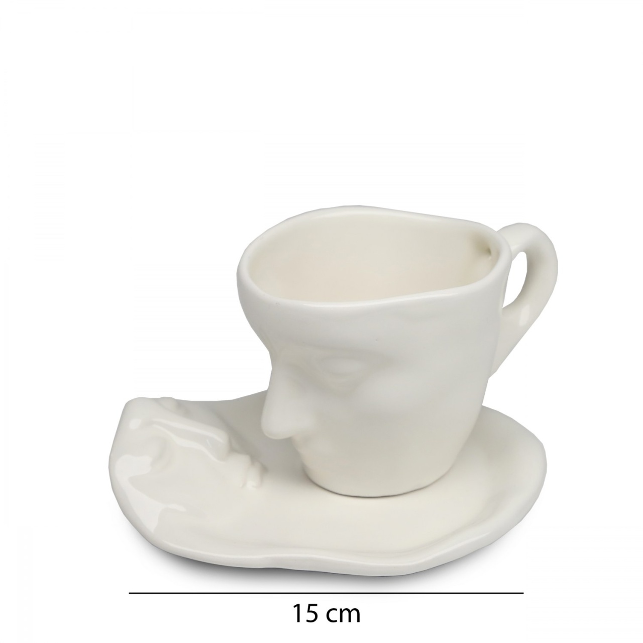 Set ceasca si farfurie față de om HMY Alb 15x15x15 cm