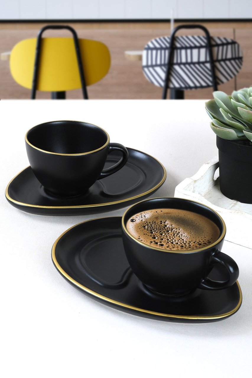 Set cești de cafea, 4 bucati Parisienne Negru 9.2x9.2x6.9 cm