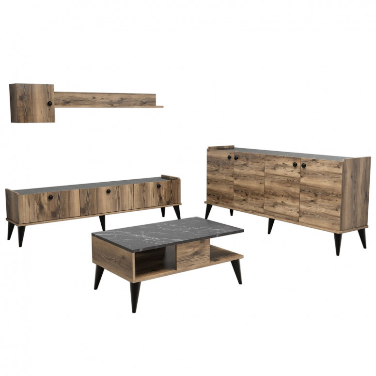 Set Complet Living Lidya 2 Walnut-Marble - 3 | YEO