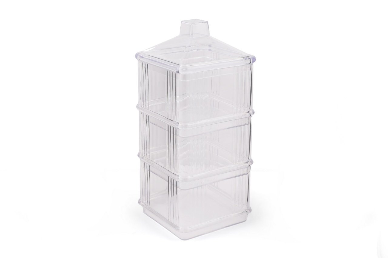 Set cutii de depozitare, 3 bucati Kareakrlk Transparent 10x10x28.5 cm - 1 | YEO