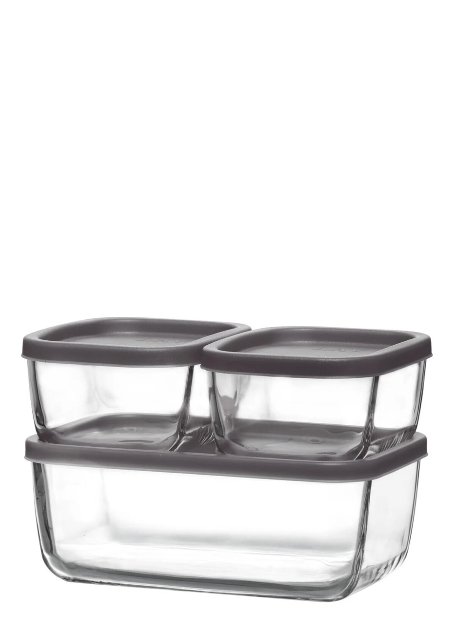 Set cutii de depozitare din sticlă, 3 bucati LV Transparent 186x123x73mm