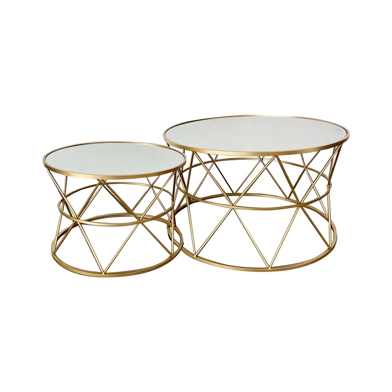 Set de 2 masute de cafea Pelosif metal auriu 80x80x48 cm
