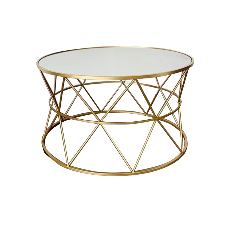 Set de 2 masute de cafea Pelosif metal auriu 80x80x48 cm - 1 | YEO