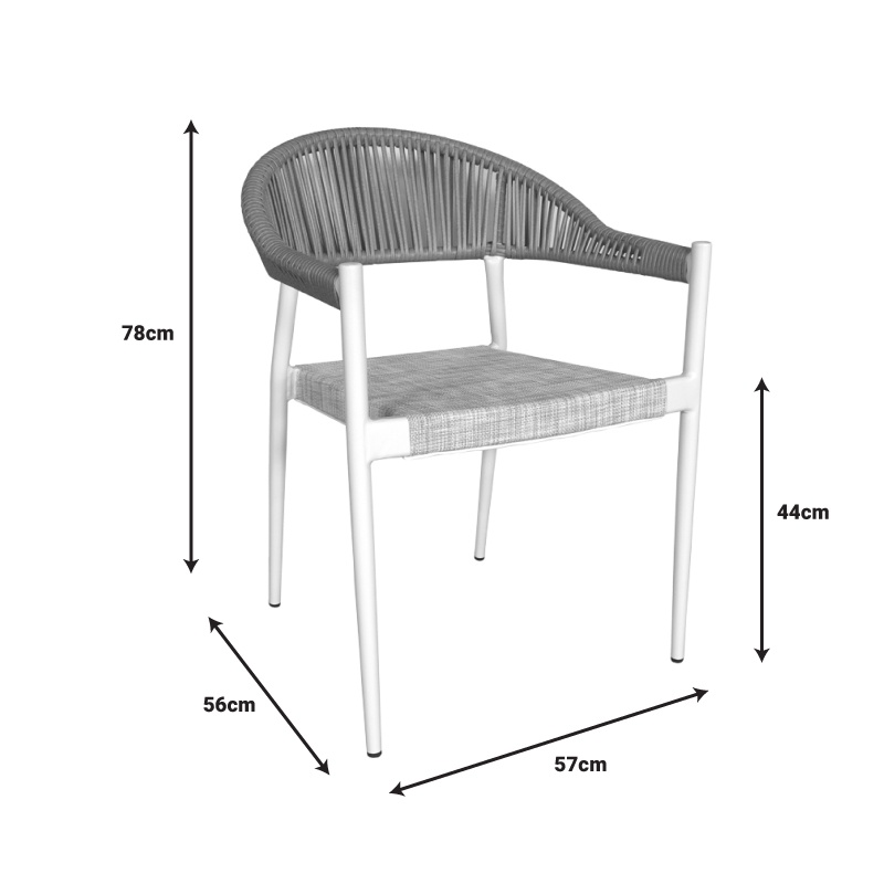 Set de 7 buc masa si scaune de gradina Kliton-Elation aluminiu alb 150x80x74 cm