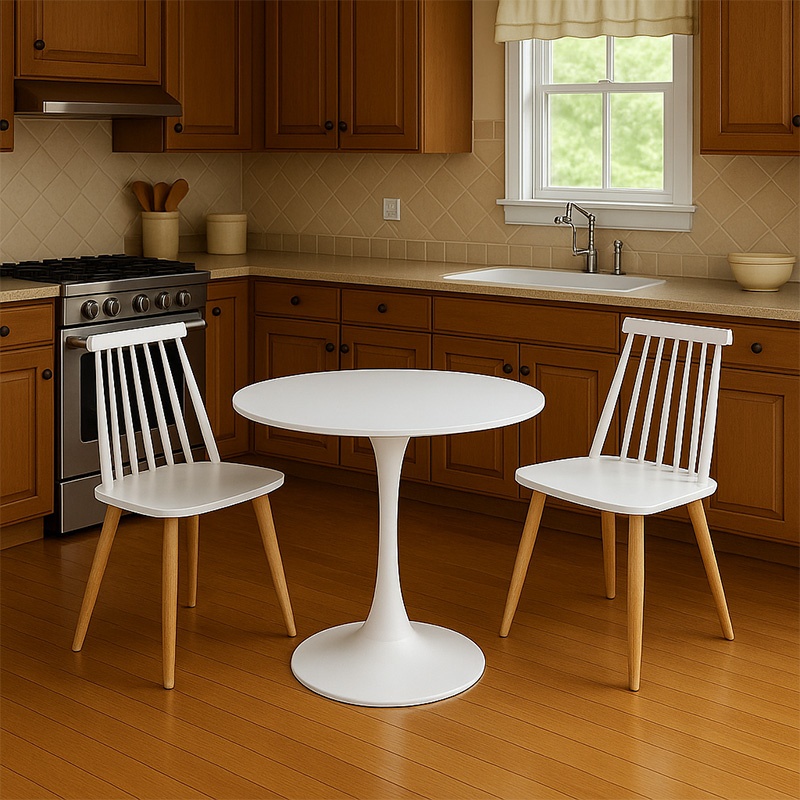 Set dining Elijah-Aurora I Pako World, Alb-Natural, 3 piese, 60x60x74 cm - 1 | YEO