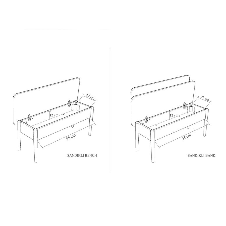 Set Masa si Scaune 4 Piese Vina 0701 - Soho, Walnut - 2 | YEO