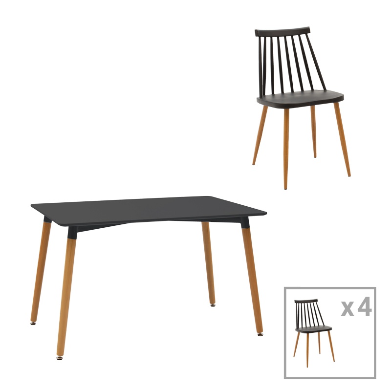 Set masa si scaune 5 buc Aurora-Natali Pako World Natural 120x80x76 cm