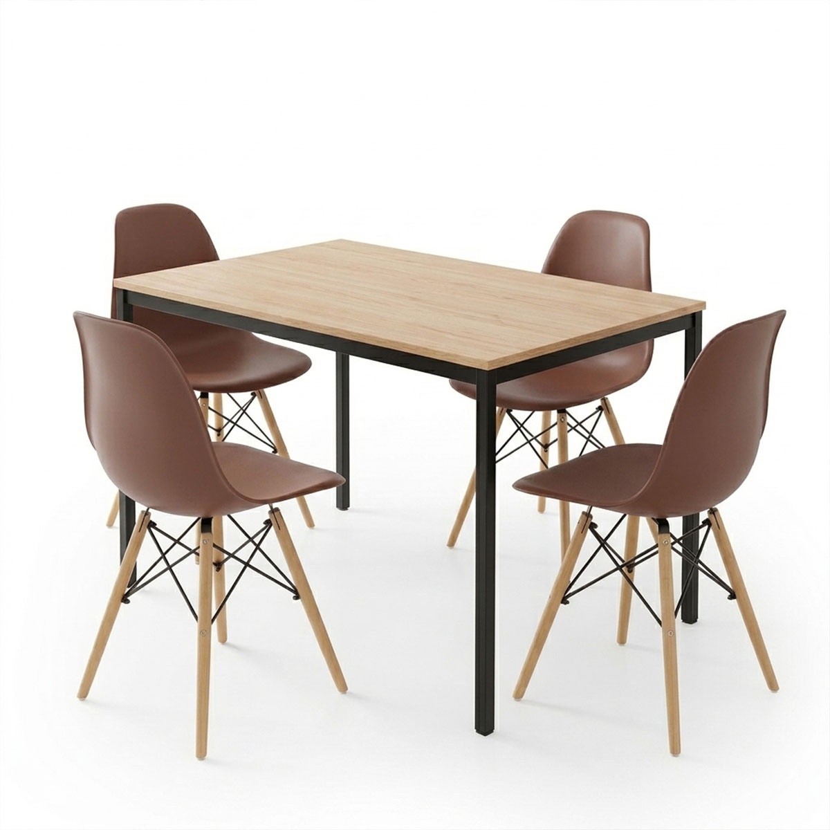 Set masa si scaune dining, 5 buc, Julita Faragio, Pako, Maro 120x75x75 cm - 2