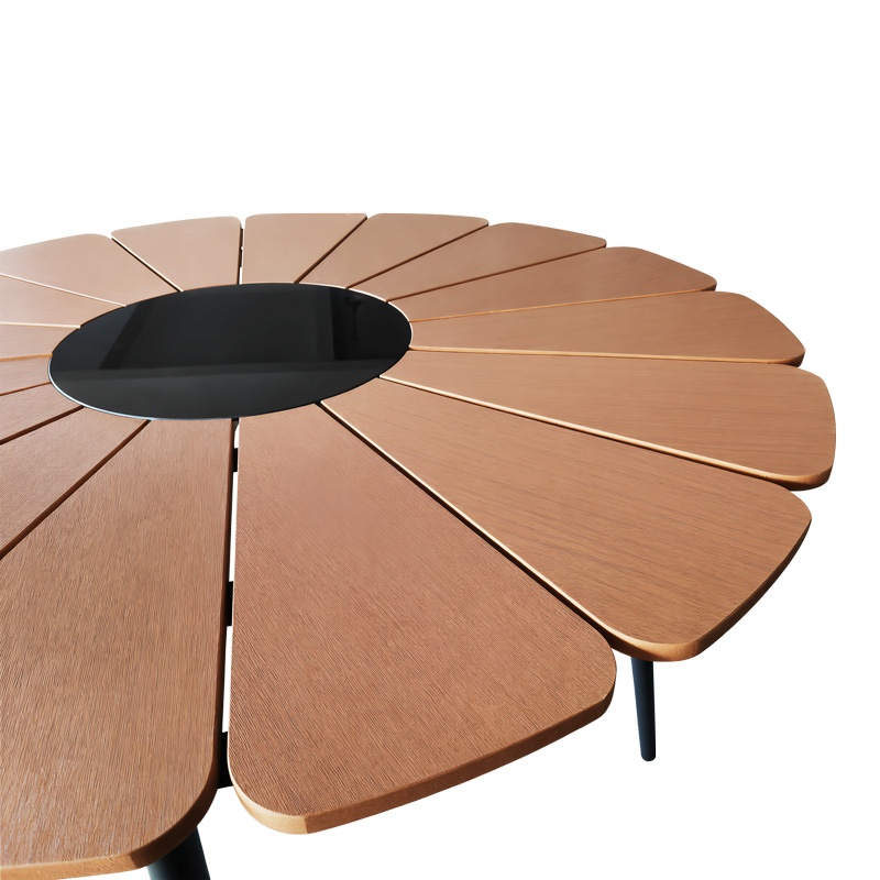 Set masa si scaune Pinap-Dashiell, Pako World, 5 piese, Negru-Natural, 110x110x74 cm