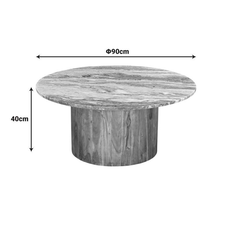 Set Masuta de cafea 2 buc Sergy boho Natural 90x90x40 cm - 3 | YEO