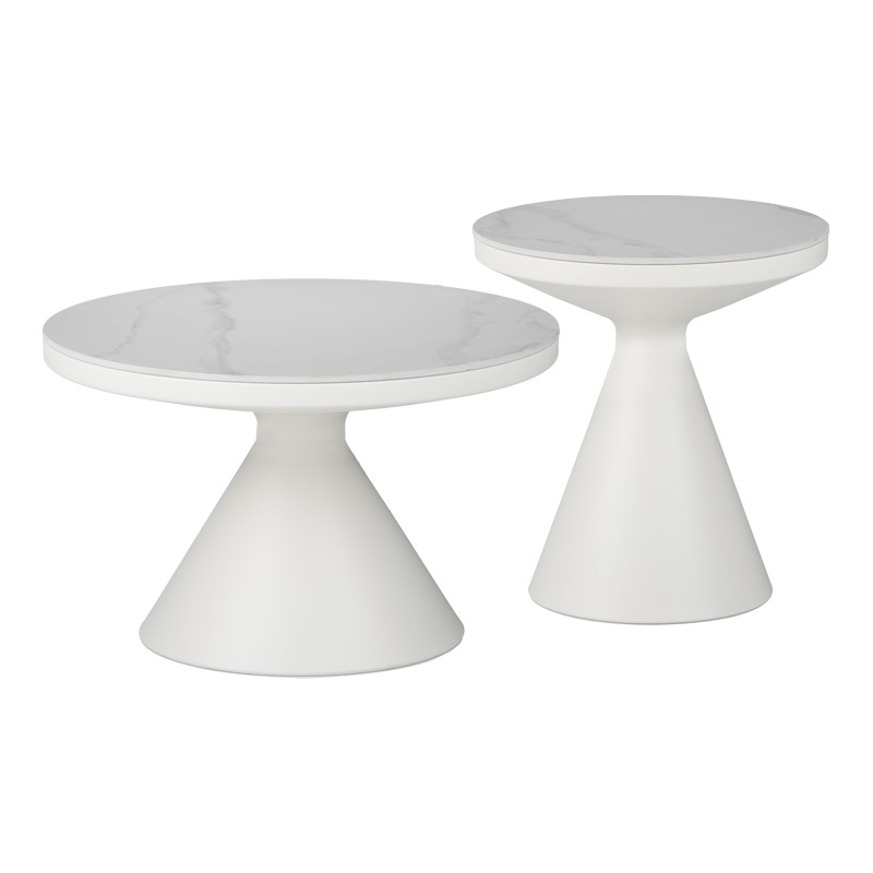 Set masute de cafea 2 buc Coozlin Alb 70x70x40 cm