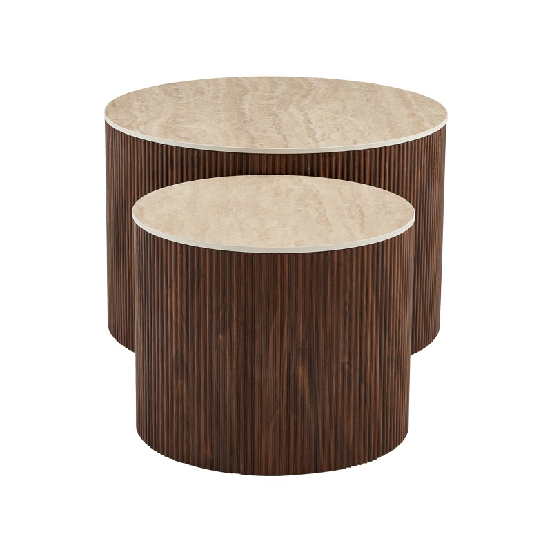 Set masute de cafea, 2 buc, Nelba, Pako, Bej 70x70x50 cm - 5