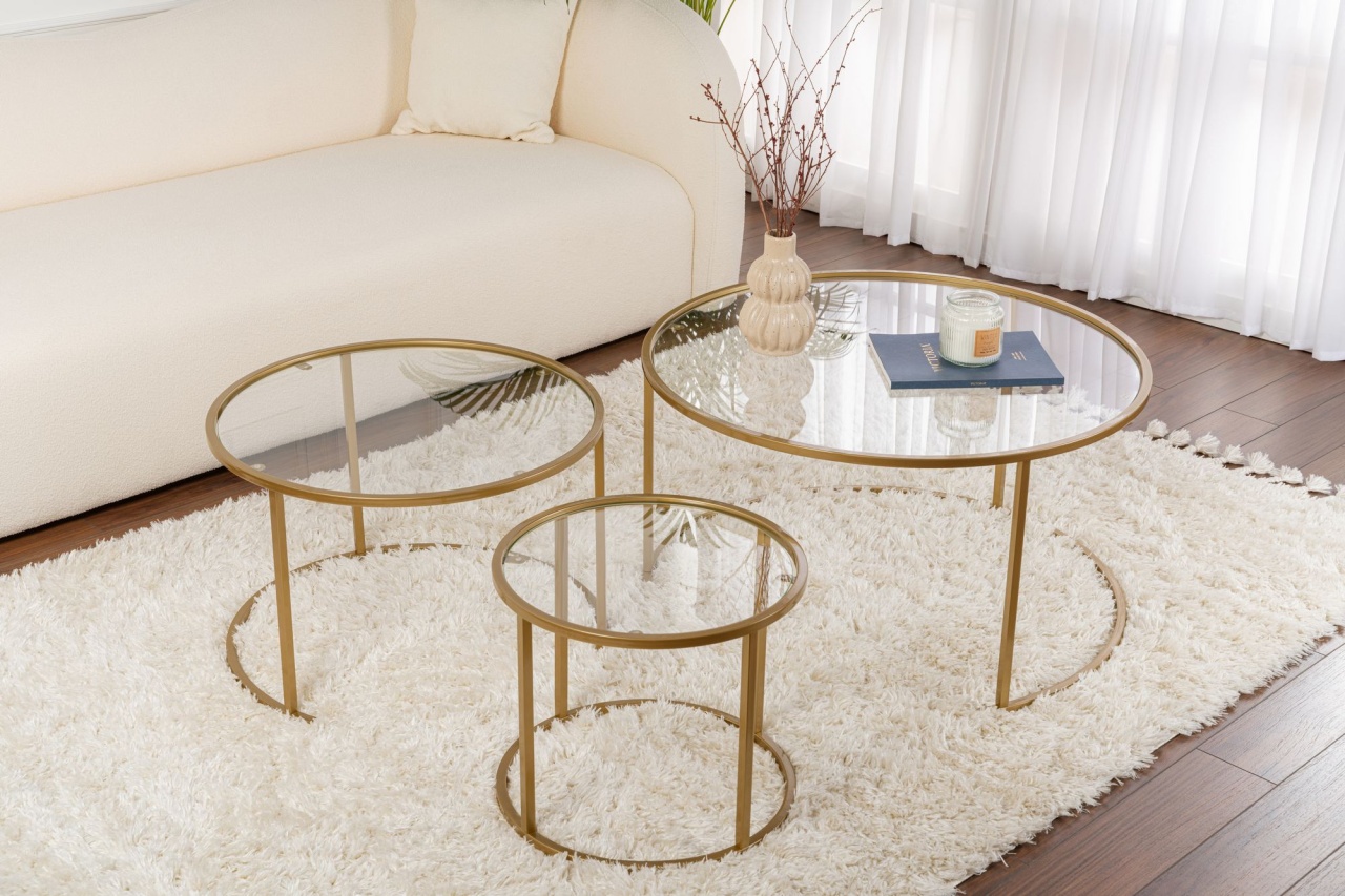 Set masute de cafea Aurum Auriu - 2 | YEO