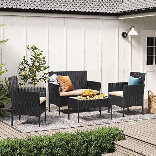 Set mobilier de gradina, Songmics, Negru, 58x49x85 cm - 2 | YEO