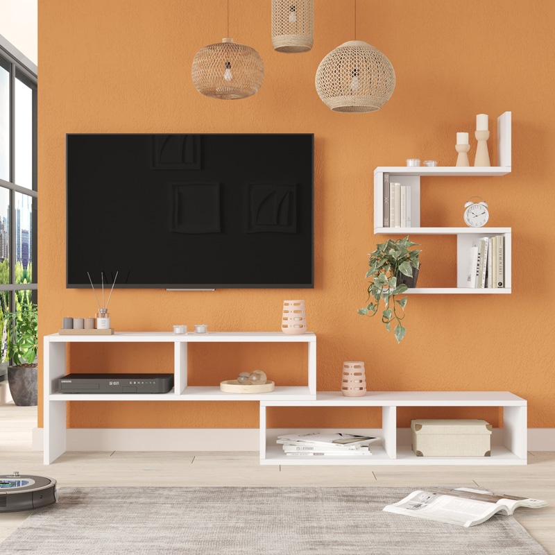 Set mobilier living Kakomo, Pako World, Alb, 170x29x43 cm - 2 | YEO
