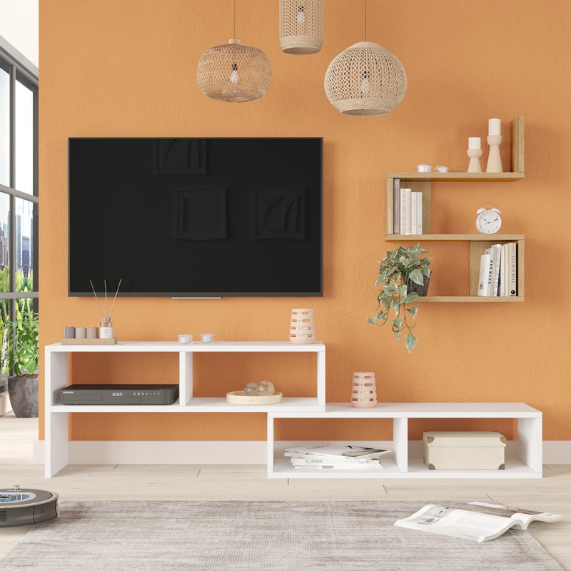 Set mobilier living Kakomo, Pako World, Alb-Natural, 170x29x43 cm - 2 | YEO