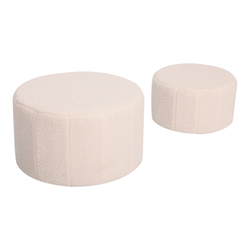 Set tabureti 2 buc Gabello boucle Bej 44x44x26.5 cm