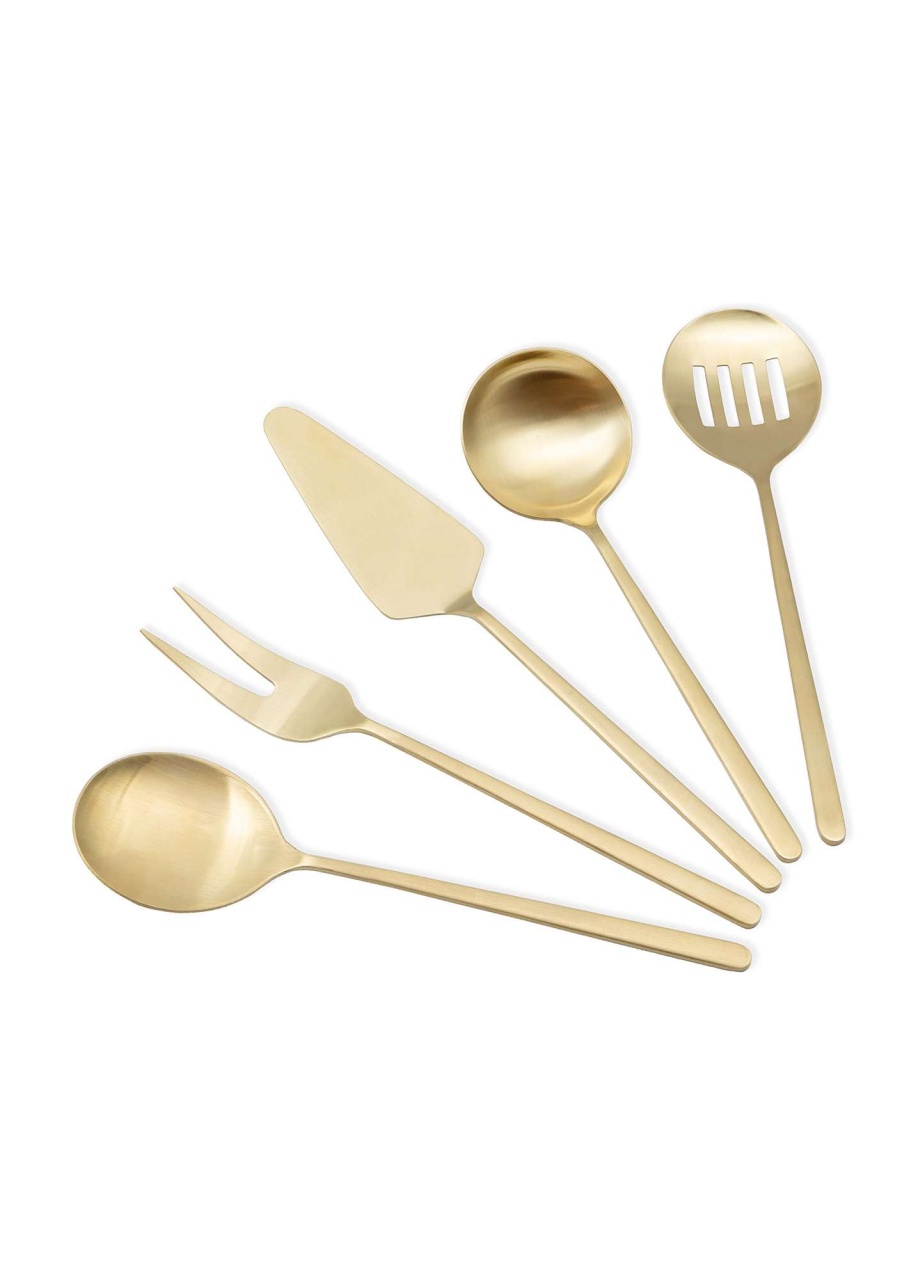 Set ustensile servire 5 bucati CKB0255 Auriu 25.5x25.5x3 cm