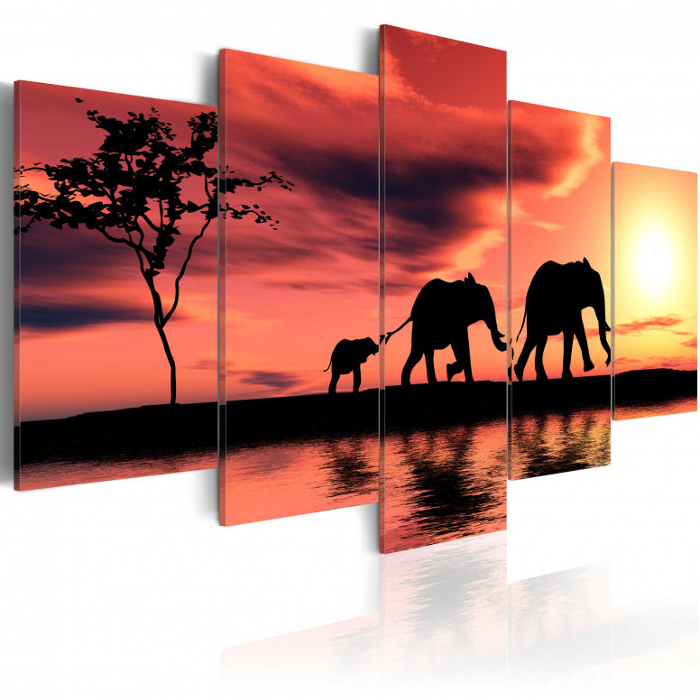 Tablou - African elephants family 100x50 cm