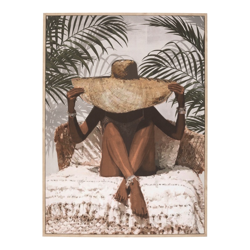 Tablou canvas imprimat negresa sub palarie Kapelda Multicolor 58x2.6x38 cm