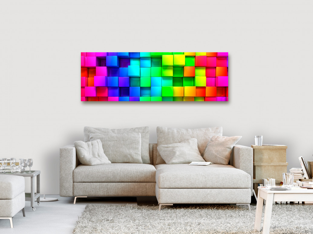 Tablou - Colourful Cubes (1 Part) Narrow 150x50 cm - 1 | YEO