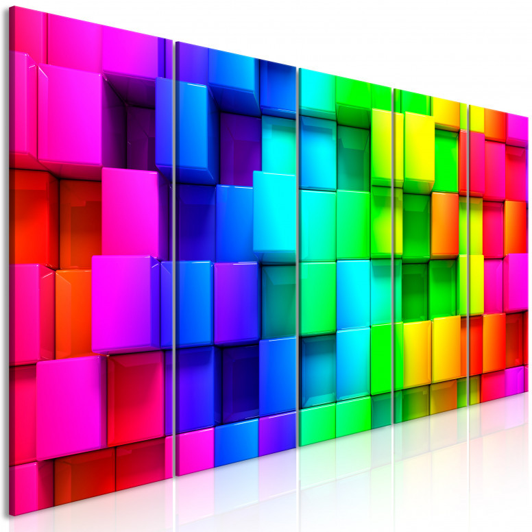 Tablou - Colourful Cubes (5 Parts) Narrow 200x80 cm