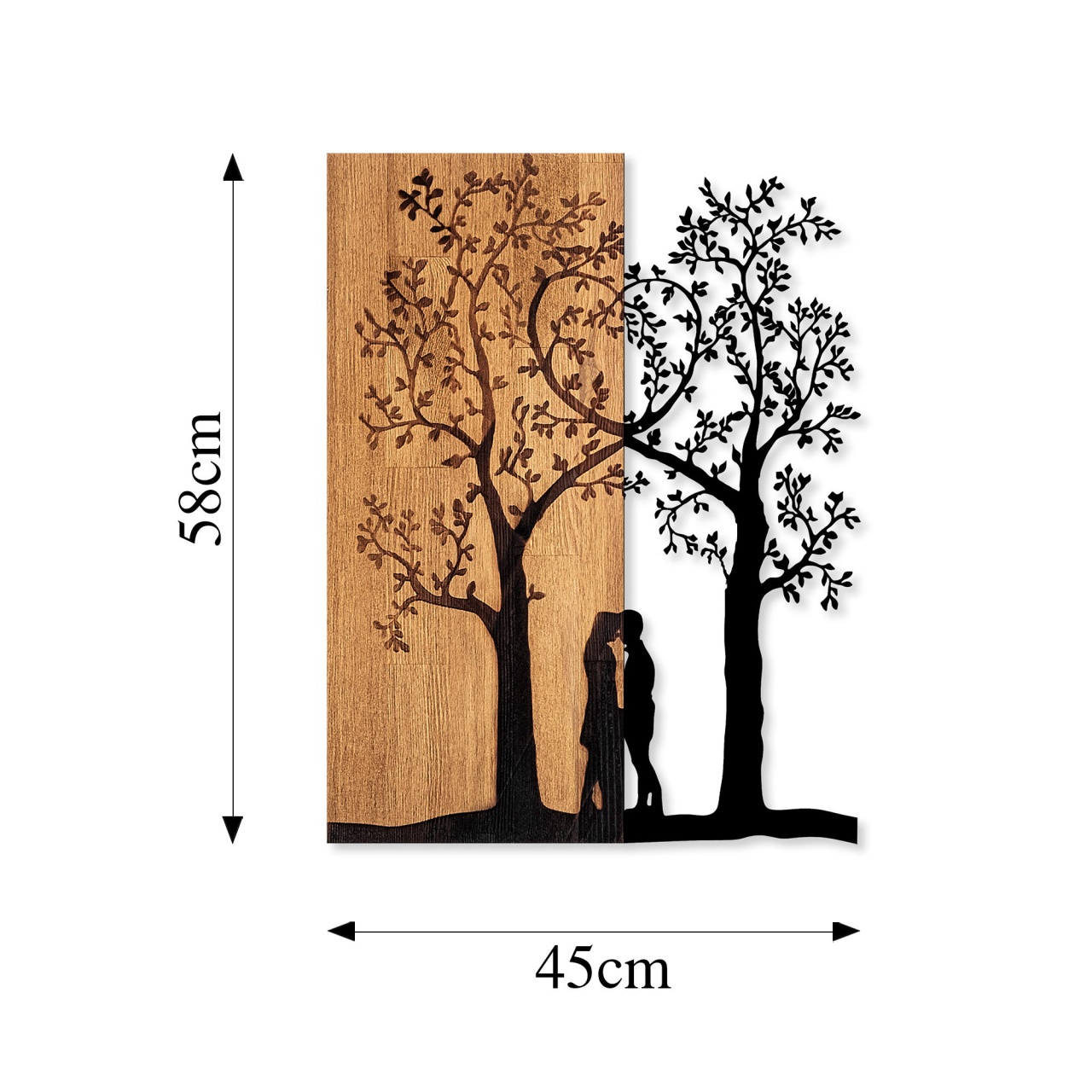 Tablou din lemn si metal Love Nuc 45x58 cm