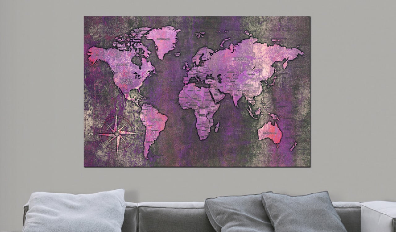 Tablou din plută - Amethyst Map [Cork Map] 120x80 cm - 1 | YEO