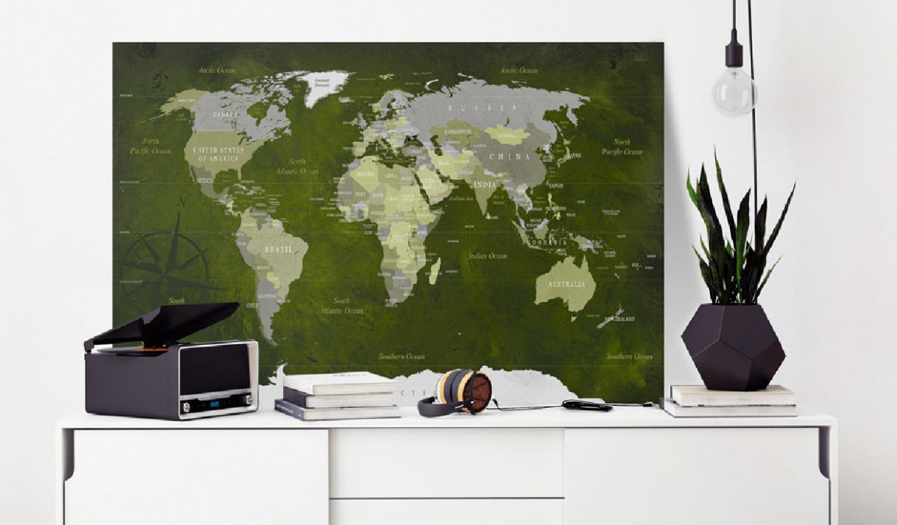 Tablou din plută - Malachite World [Cork Map] 120x80 cm - 1 | YEO