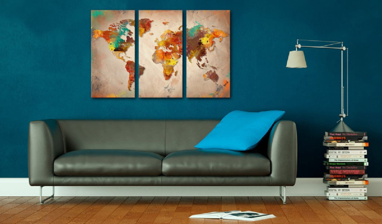 Tablou din plută - Painted World [Cork Map] 90x60 cm - 1 | YEO