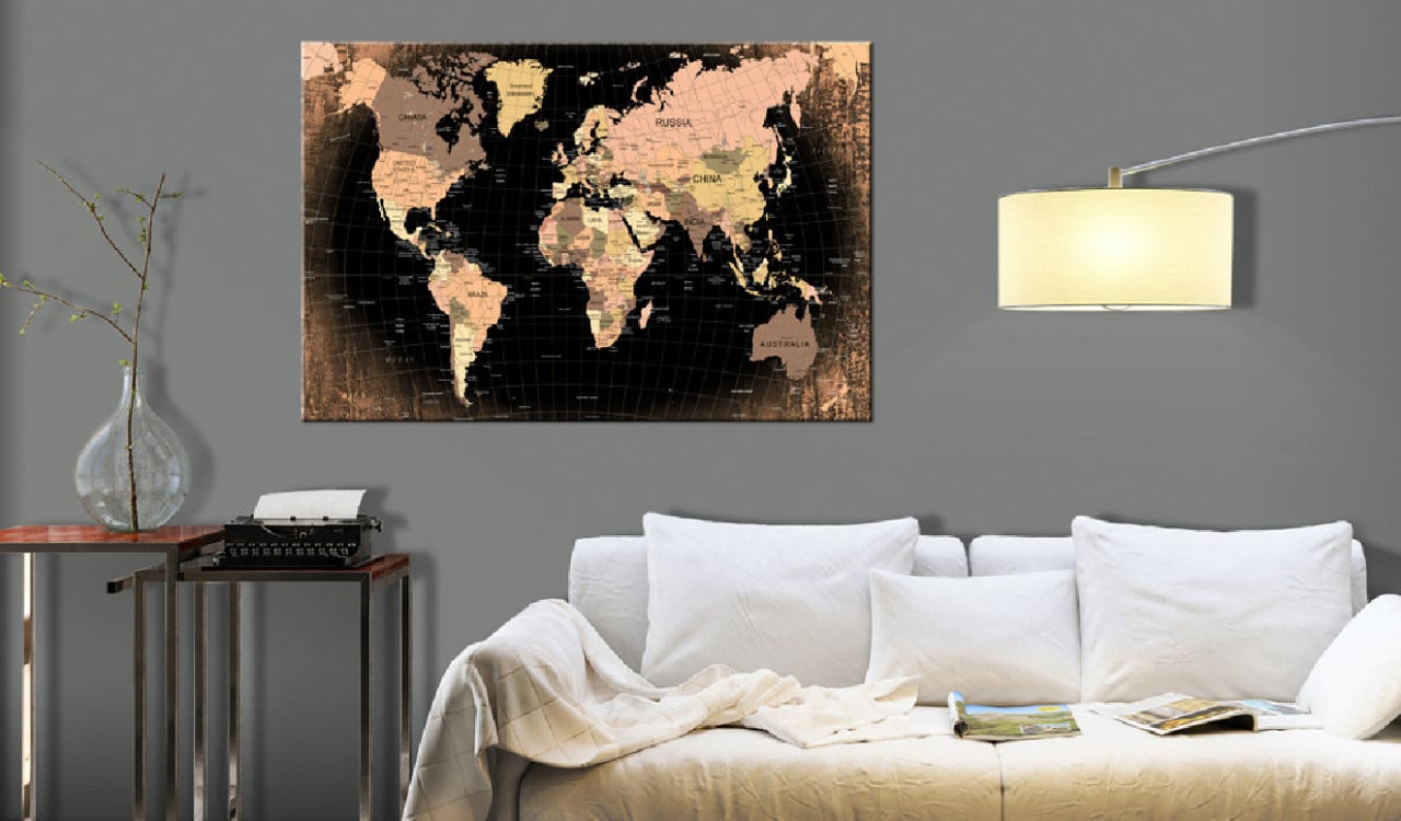 Tablou din plută - Planet Earth [Cork Map] 120x80 cm - 1 | YEO