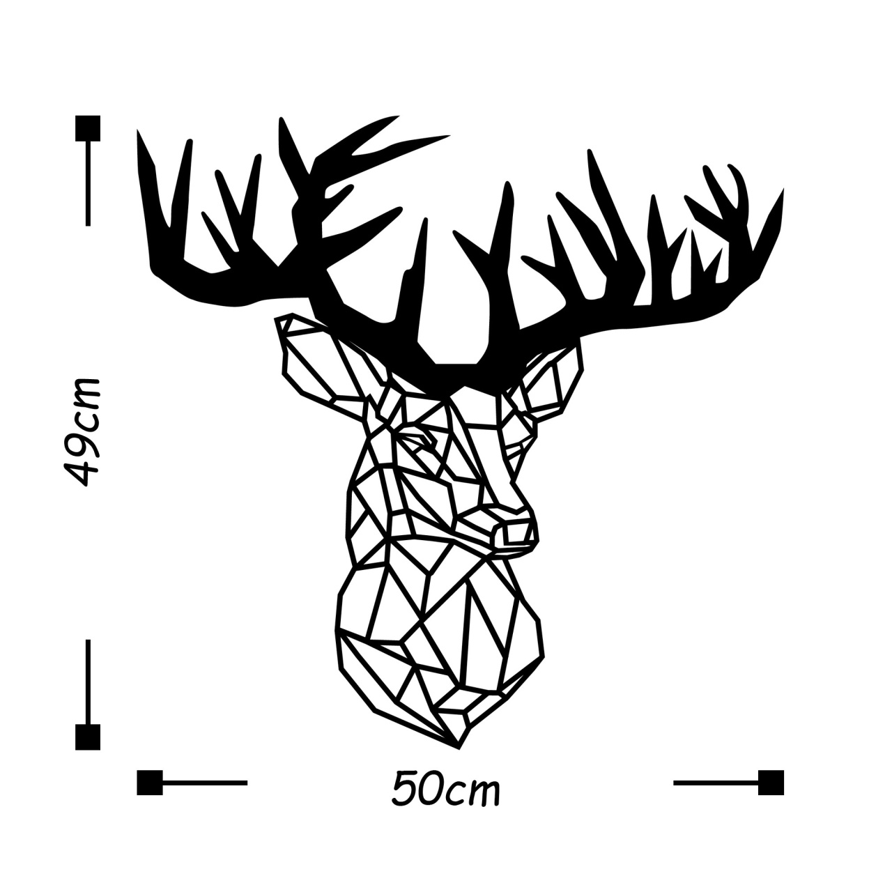 Tablou metalic Deer3 Negru 50x49 cm