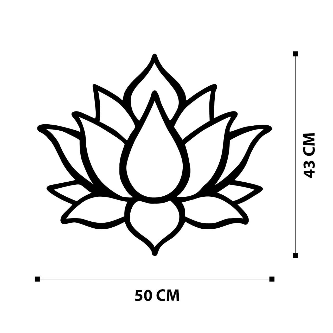 Tablou metalic Lotus Negru 50x43 cm