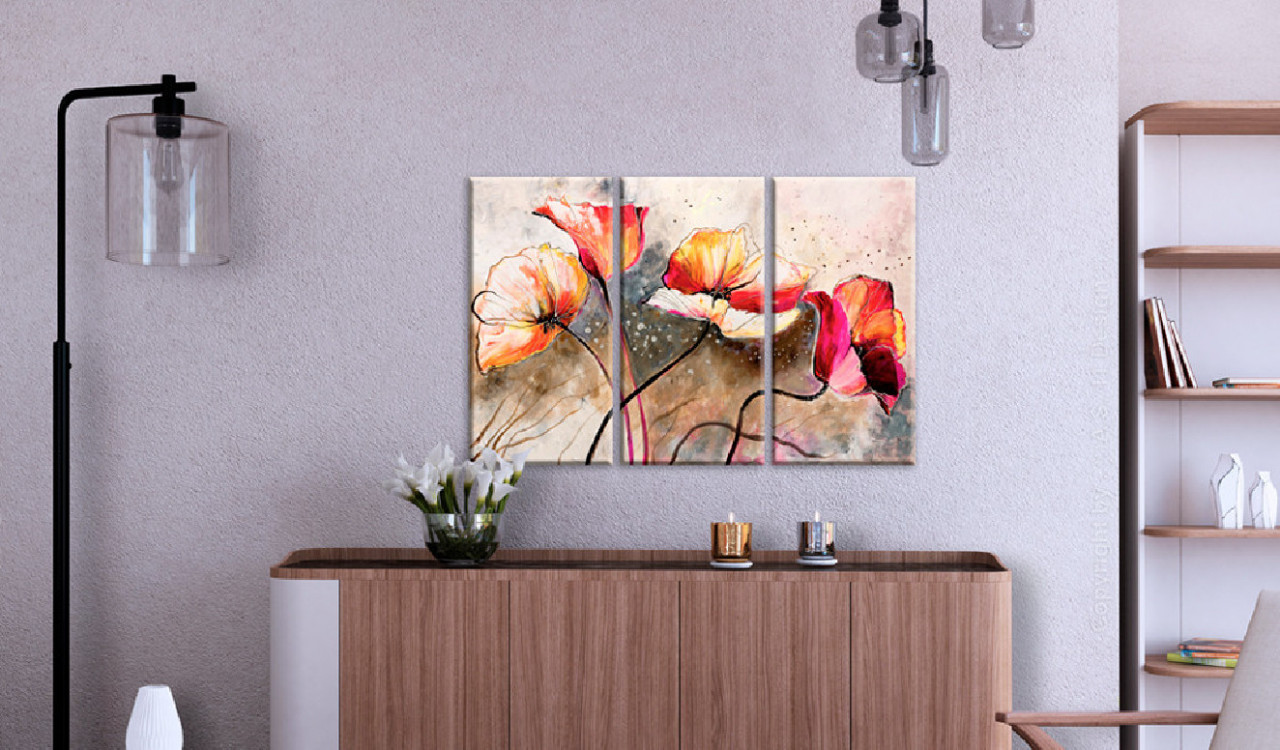 Tablou pictat manual - Poppies lashed by the wind 120x80 cm - 1 | YEO