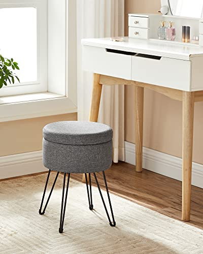 Taburet cu depozitare, Songmics, Gri, 31×31×43 cm - 2 | YEO