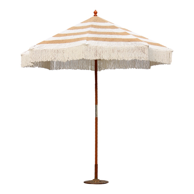 Umbrela de gradina Brilie, Pako World, Lemn, 2.7x2.6 m, Maro-Alb