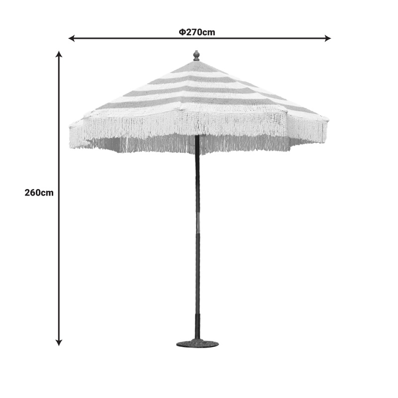 Umbrela de gradina Brilie, Pako World, Lemn, 2.7x2.6 m, Maro-Alb - 2 | YEO