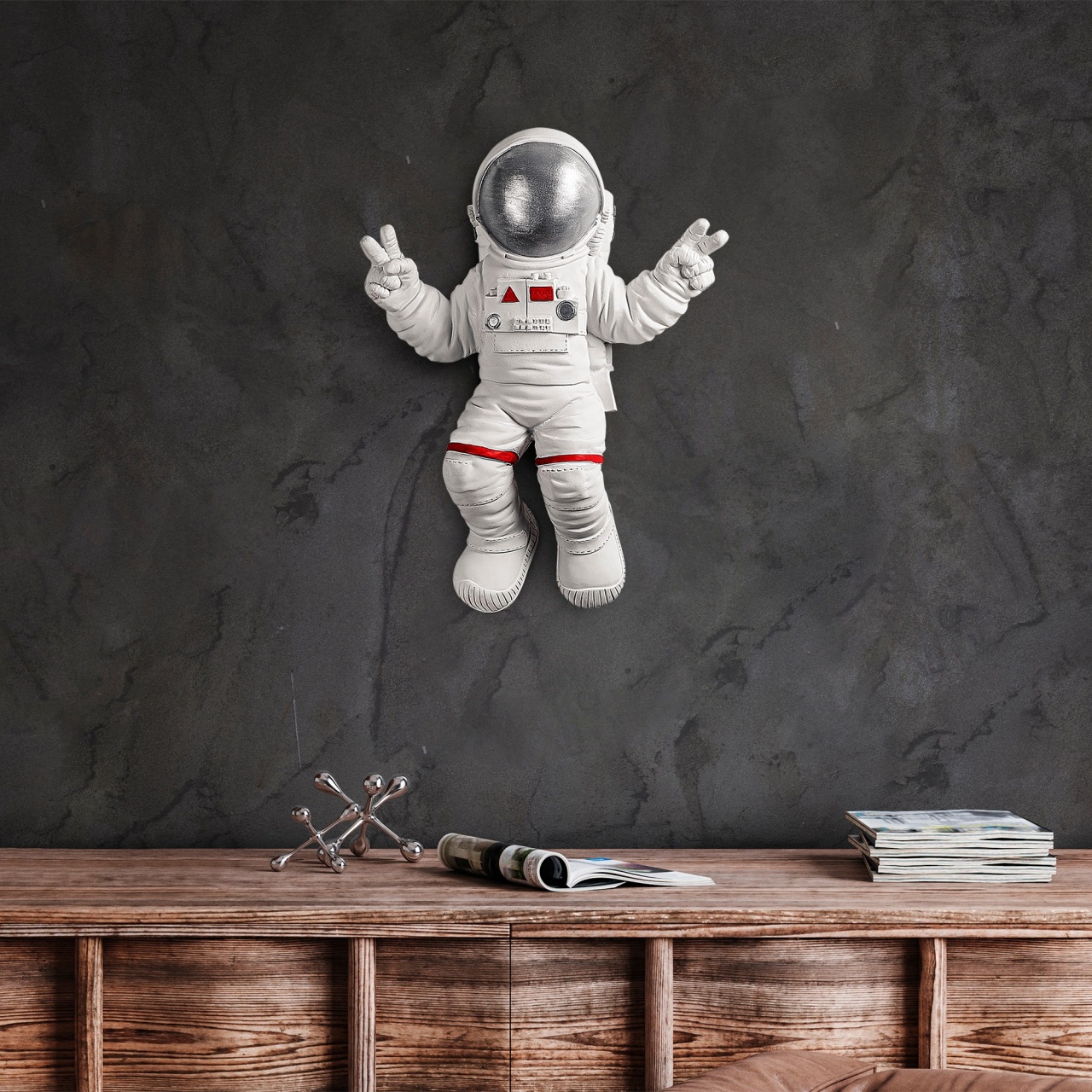 Accesoriu decorativ de perete Yak-001 Astronaut Alb 35x47x10 cm - 3 | YEO