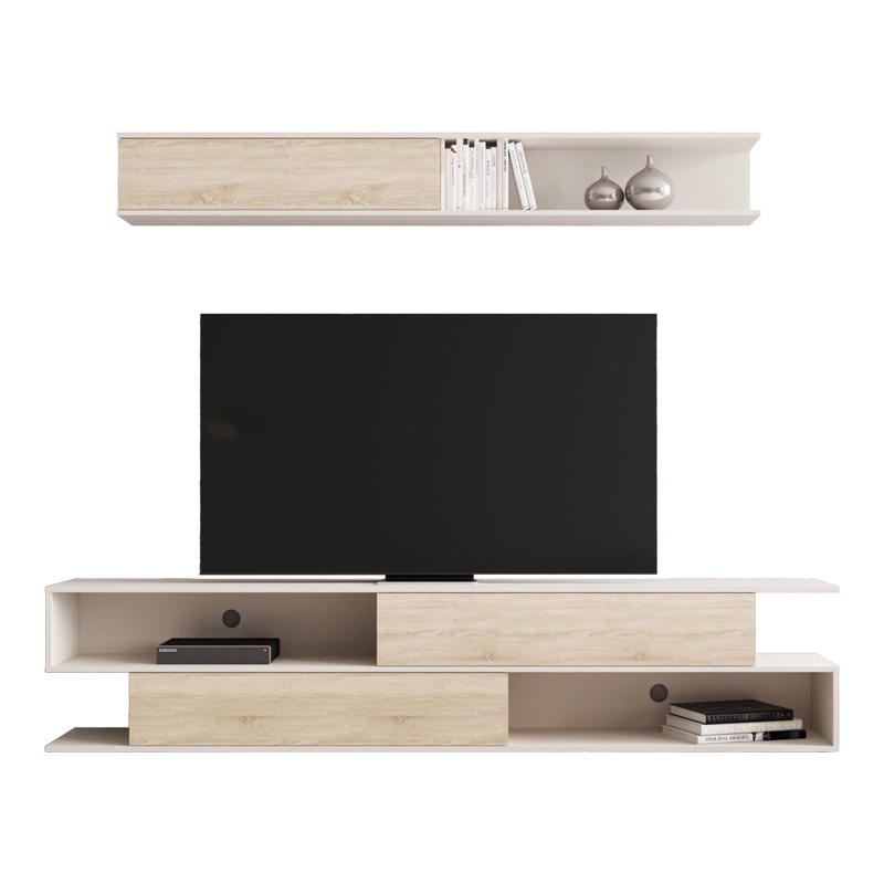 Ansamblu comoda TV Brick Bej 240x40x50.4 cm