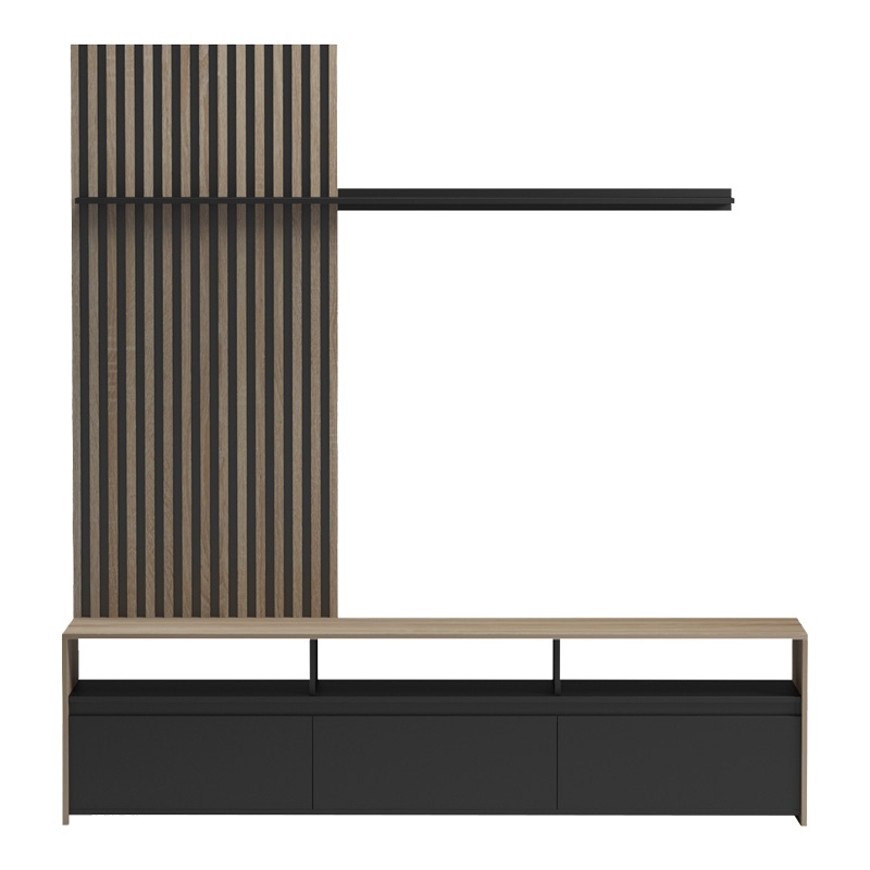 Ansamblu comoda TV Delfina Negru 190x40x199.5 cm - 3 | YEO