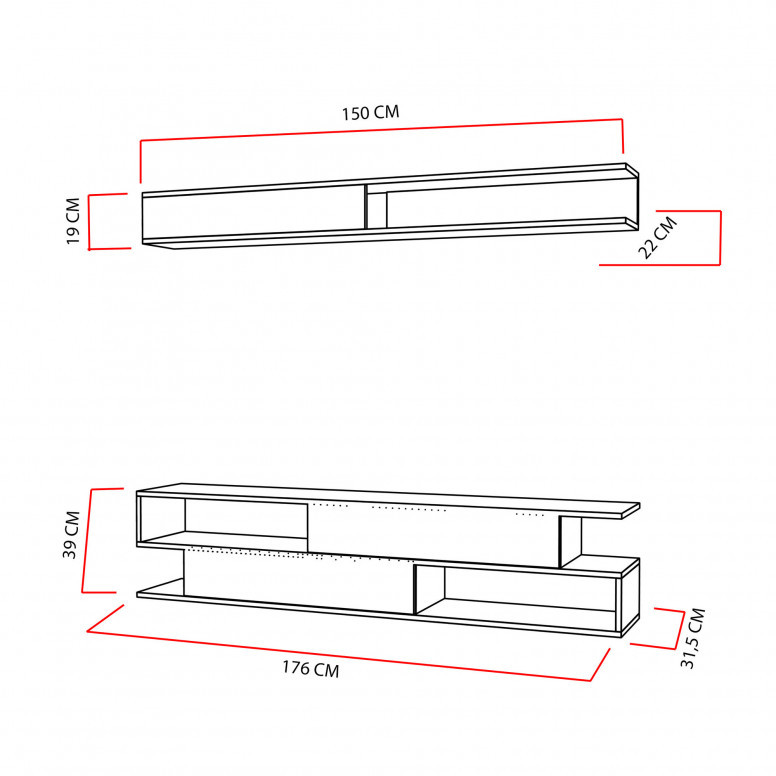 Ansamblu Comoda TV Sims Alb-Teak - 2 | YEO