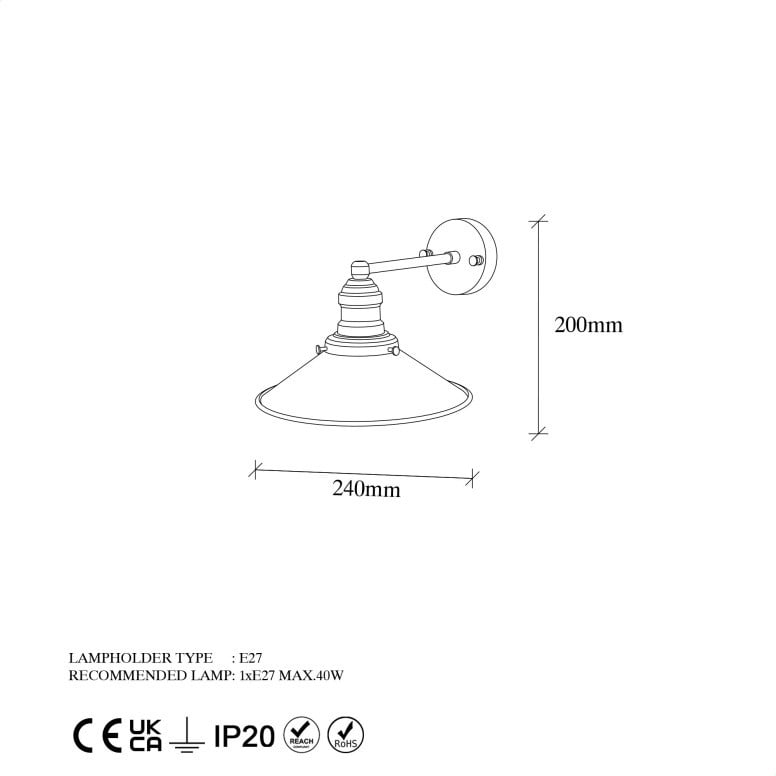 Aplica Conical - 12195 Negru/Antic - 5 | YEO