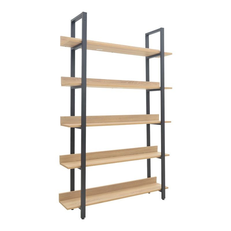 Biblioteca Almond, Pako World, Stejar-Negru, 120x29x185 cm