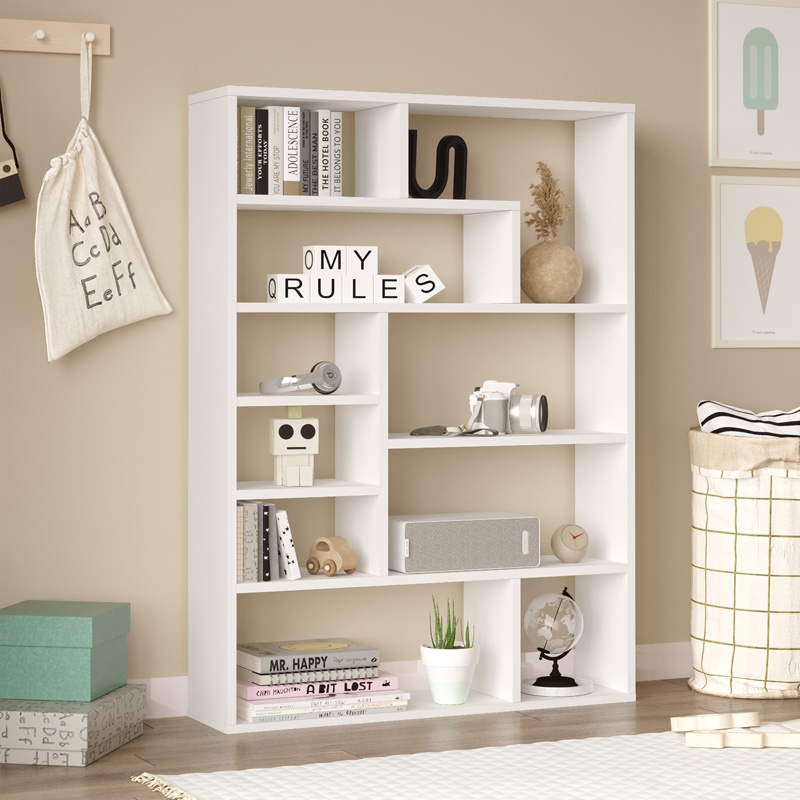 Biblioteca Decora, Pako World, Alb, 90x22x123 cm