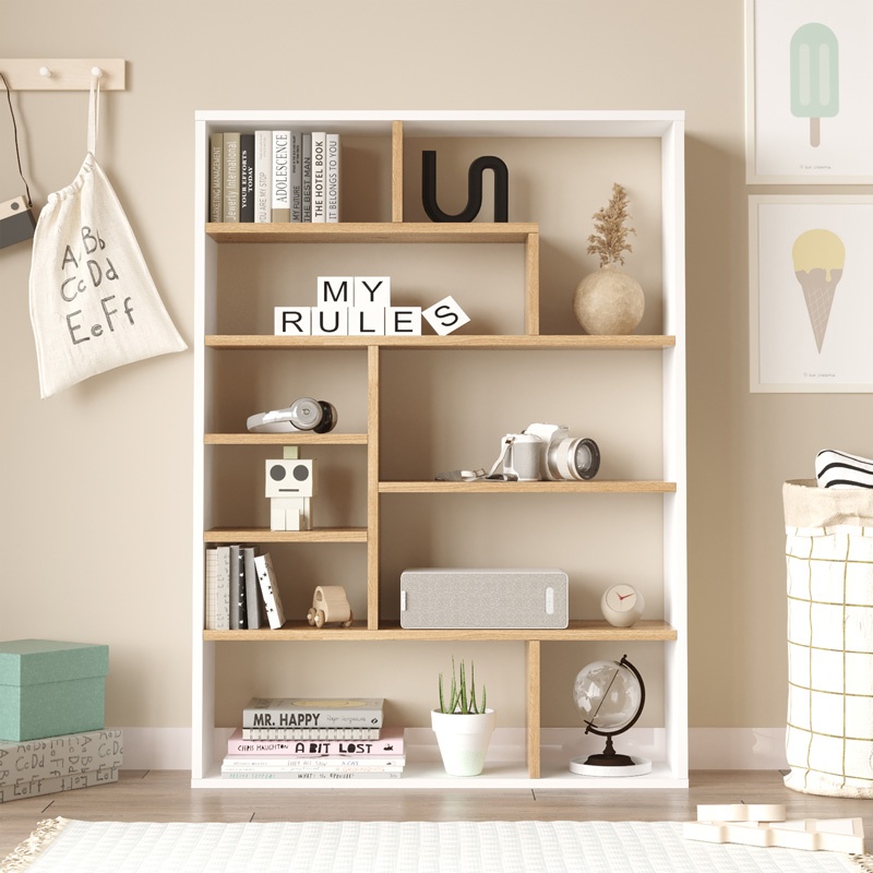 Biblioteca Decora, Pako World, Natural-Alb, 90x22x123 cm - 2 | YEO