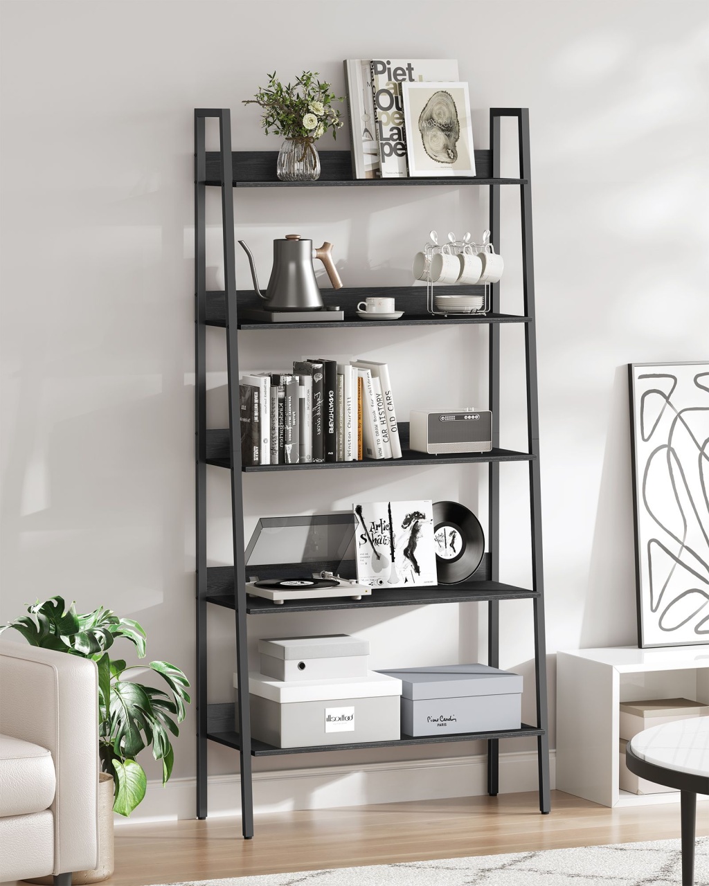 Biblioteca Vasagle Negru 80x30x170 cm - 2 | YEO