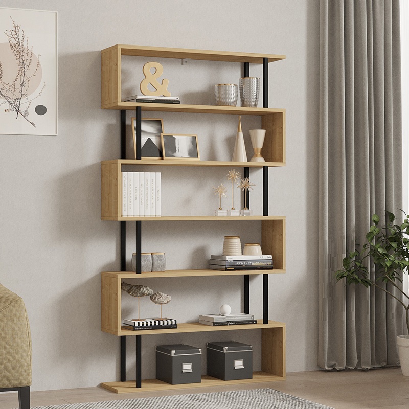 Biblioteca Ziza, Pako World, Stejar, 90x22x162 cm - 1 | YEO