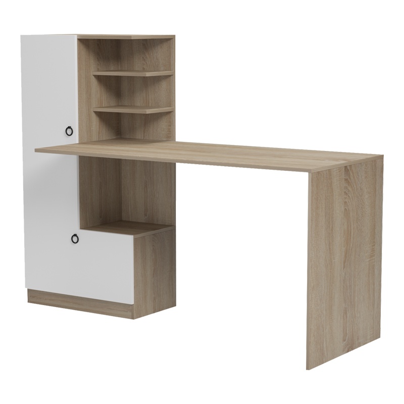 Birou cu biblioteca, Felanbo, Pako, Alb 160x60x125 cm - 5