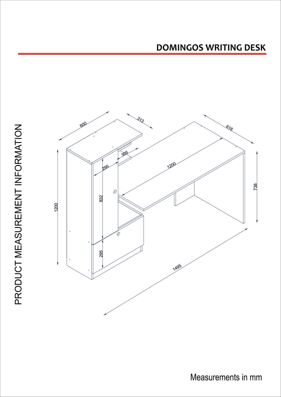 Birou cu dulap Domingos Alb 120x73.8x61.8 cm